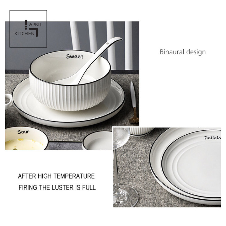 [Mã LIFE20KALL giảm 10% đơn 50K] Chén sứ đĩa sứ nhà bếp bàn ăn phong cách Nhật màu trắng hiện đại CBG02