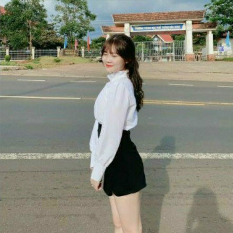 Áo sơ mi trắng tiểu thư, áo sơ mi trắng đi học, áo học sinh tay phồng ADT14