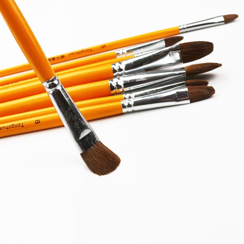 Bộ bút lông 12 cây cán vàng, vẽ màu acrylic loại tốt