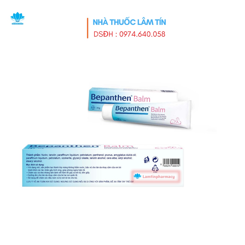 Bepanthen Balm Kem chống hăm Hàng chính hãng mẫu mới 2021 - Tuýp 30g