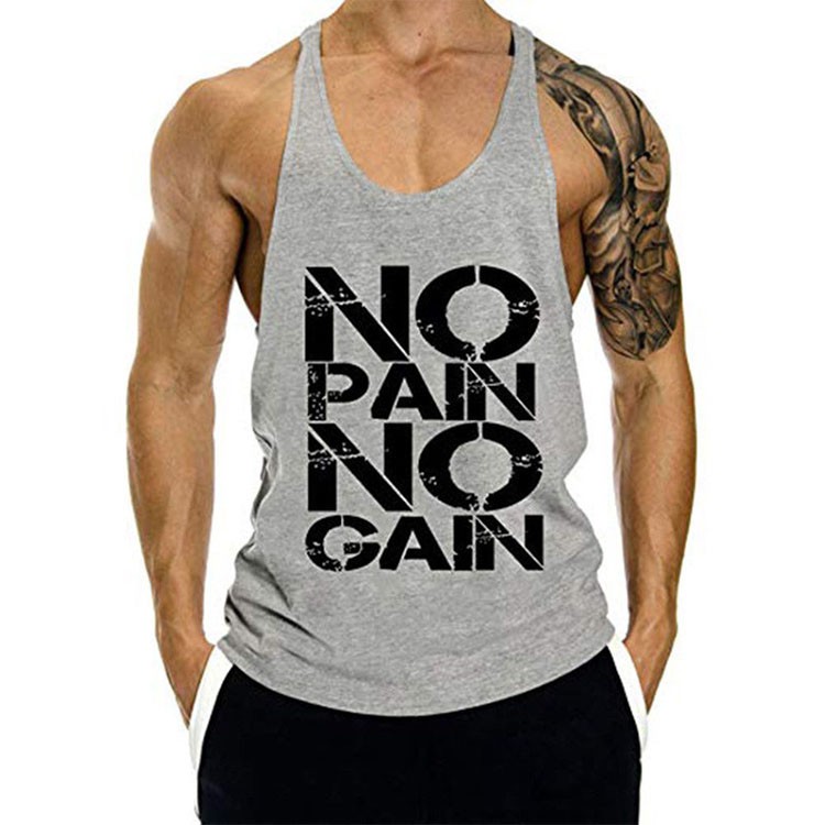 Áo Tập Gym Nam No Pain No Gain - Áo Tập Gym 3 Lỗ Vải Cotton cao cấp 🎽 *