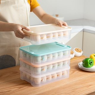 Stackable egg storage box with lid, kitchen refrigerator fresh-keeping box, household plastic egg rack holder, egg box