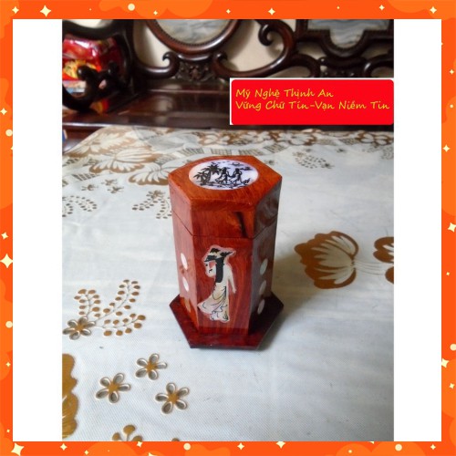 [Đồ Thờ Cúng] Bộ 3 món tiện ích bằng gỗ hương đỏ ,Hộp Trà trung, hộp tăm,hộp giấy COM3M01