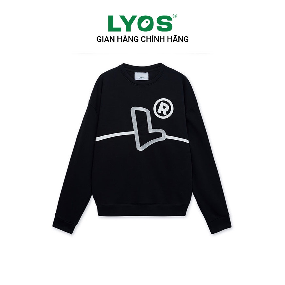 Áo Nỉ LYOS Big L Logo Sweater Đen/ Kem