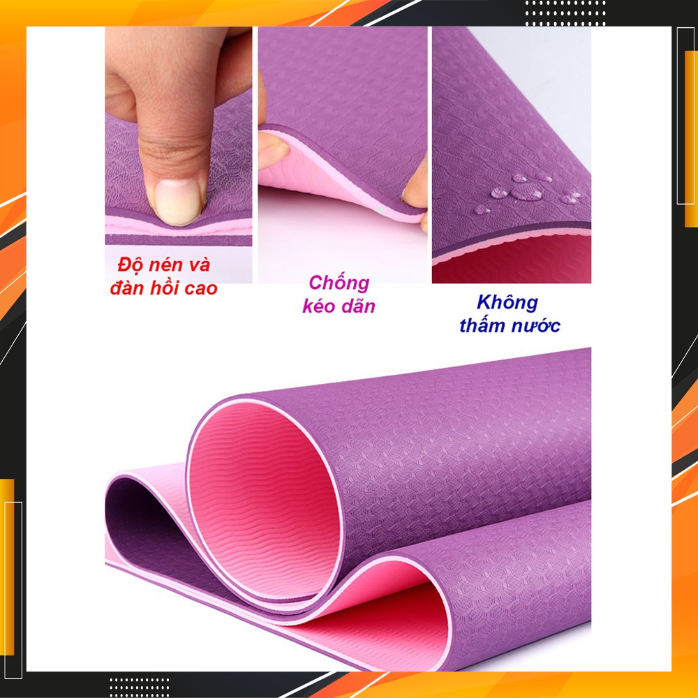 Thảm Tập Yoga Định Tuyến 2 lớp 6 mm cao cấp, gấp gọn, du lịch tiện lợi Chính Hãng Eros Store