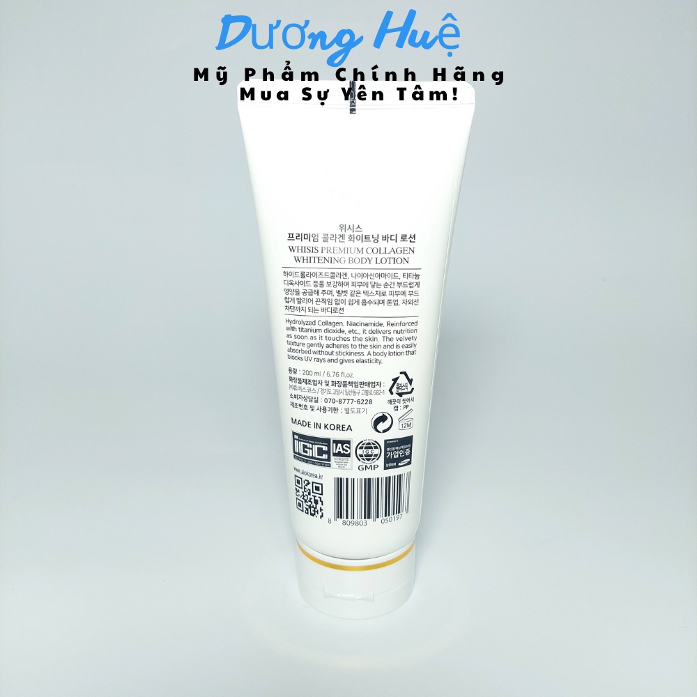 Dưỡng Thể Trắng Da WHISIS PERMIUM COLLAGEN WHITENING BODY LOTION 200ml