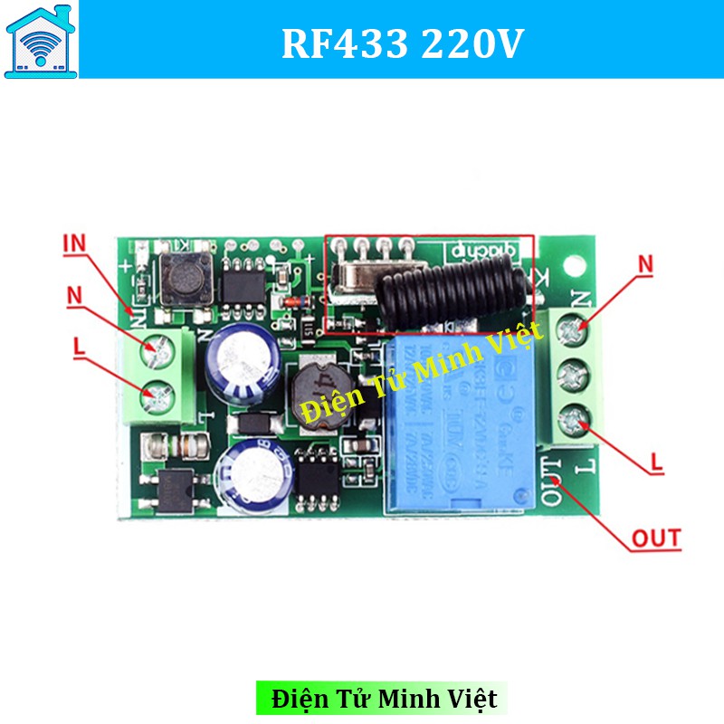 Công Tắc Điều Khiển Từ Xa Rf 433 - 220V Remote Màu Đen RF433