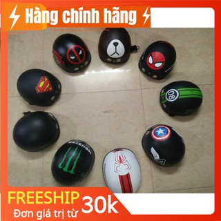 Mũ nửa đầu 1/2 họa tiết tem batman, spider man, super man, deadpool, doremon, gấu nâu, monster
