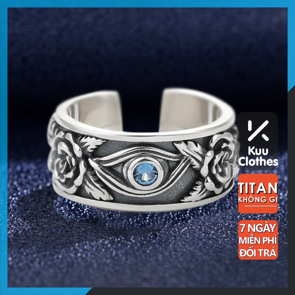 Nhẫn nam nữ tròn Kuu Clothes màu bạc thời trang chất Titan đẹp đơn giản không gỉ - Nhẫn ROSE