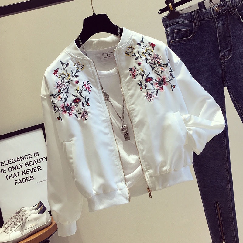 Áo Khoác Dáng Rộng Thêu Họa Tiết Phong Cách Hàn Quốc Thời Trang Xuân Thu Mới