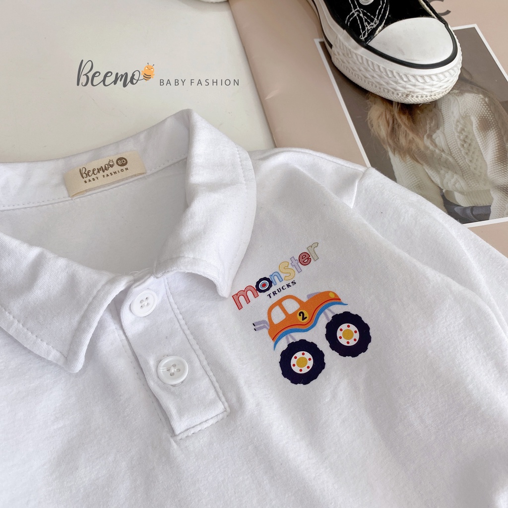 Áo dài tay Beemo cổ đức in ô tô chất liệu cotton cho bé trai, bé gái đi học đi chơi từ 1 đến 7 tuổi - 22301A