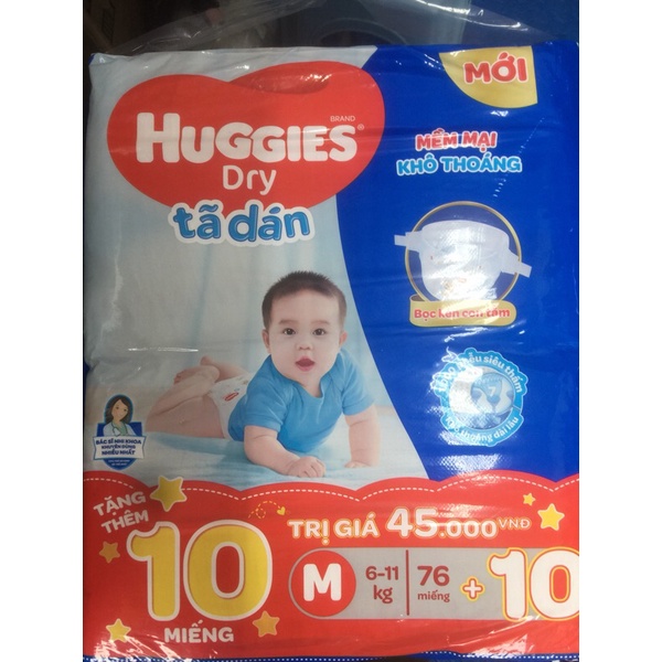 Tã dán Huggies Super Jumbo M76/ L68/XL62