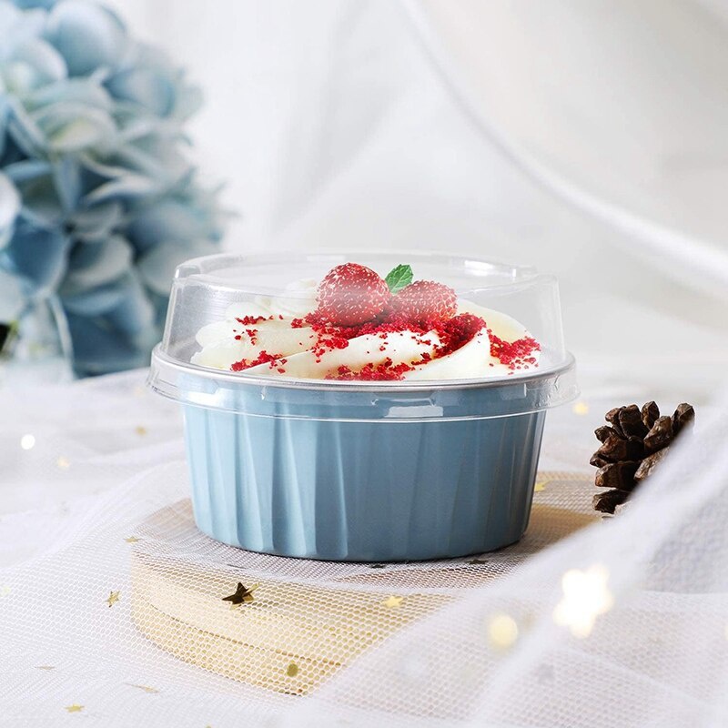 Set 100 Cốc Lá Nhôm 125Ml Có Nắp Dùng Một Lần Để Làm Bánh Muffin