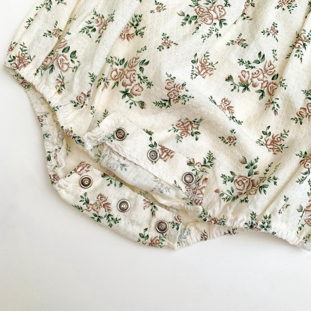 Bộ Áo Liền Quần In Hoa Và Mũ Dành Cho Bé Gái