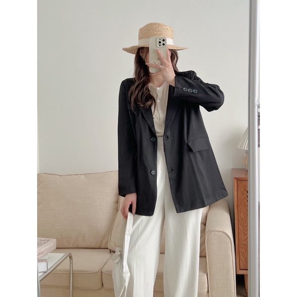 Áo blaze phom rộng be nâu 1808 (2 lớp)