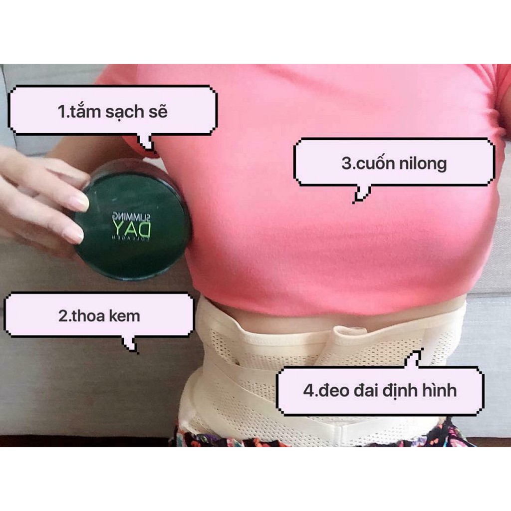 Bộ kem tan mỡ trị rạn da Slimming Day Collagen (kem, đai quấn, màng bọc, dây đo)