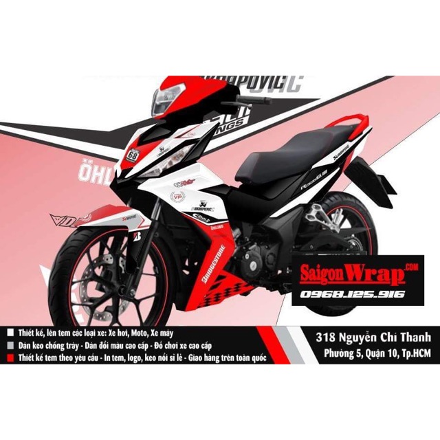 Tem chế Winner 150 AKRAPOVIC Trắng-Đỏ-Đen [170834]