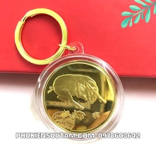 Móc khóa xu 12 con giáp tuổi hợi, đường kính: 5cm, chất liệu: nhựa acrylic - sp005840
