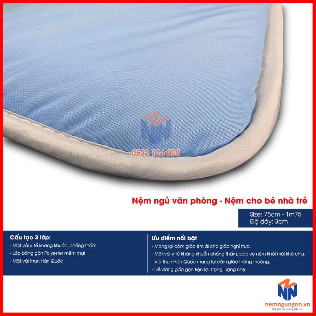 Thảm ngủ văn phòng nệm bông trải sàn 3 lớp chống thấm 100% - gấp gọn tiện lợi, không đâu có