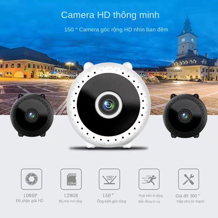 ✜♗Đồng hồ báo thức nhỏ camera giám sát nhà không dây kết nối từ xa điện thoại di động wiFi camera quan sát ban đêm trong