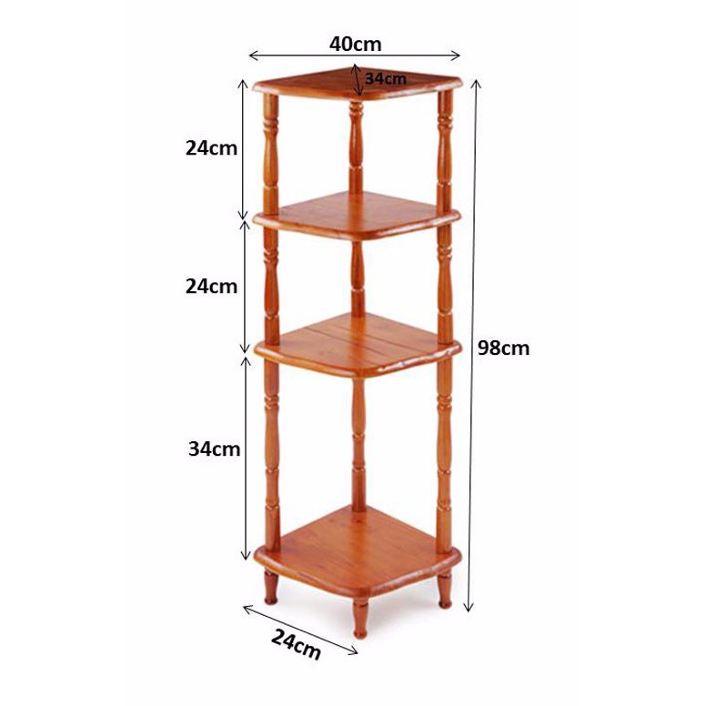 Kệ góc tường bằng gỗ size nhỏ 3,4 tầng ( 3 màu )