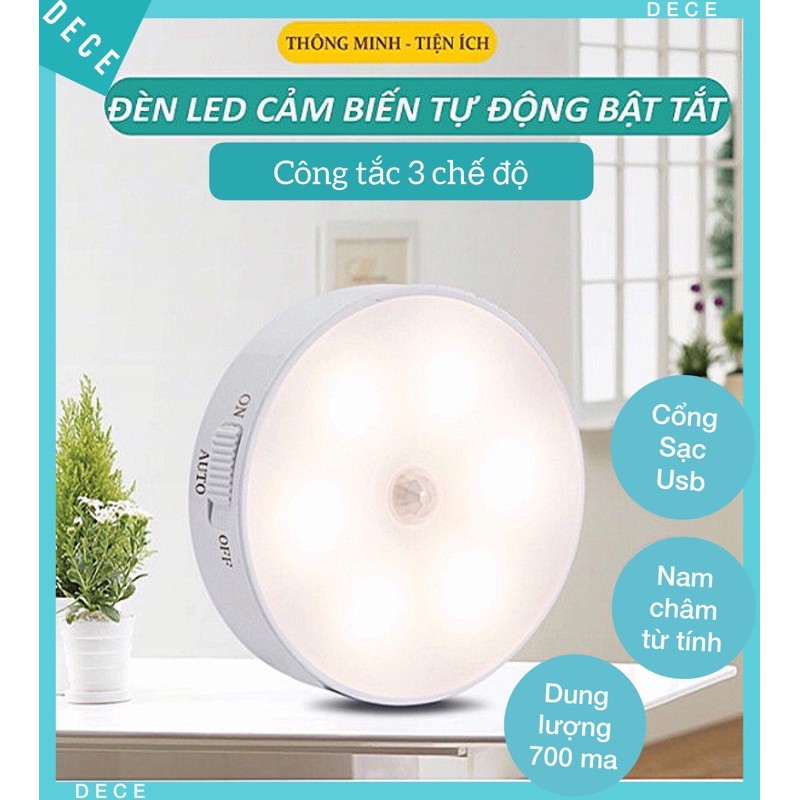 ĐÈN LED cảm biến chuyển động theo cơ thể người tự động bật tắt sử dụng pin sạc 700mah
