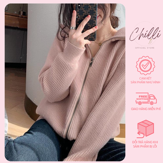 Áo khoác len đan nữ cổ bẻ kéo khoá P243
