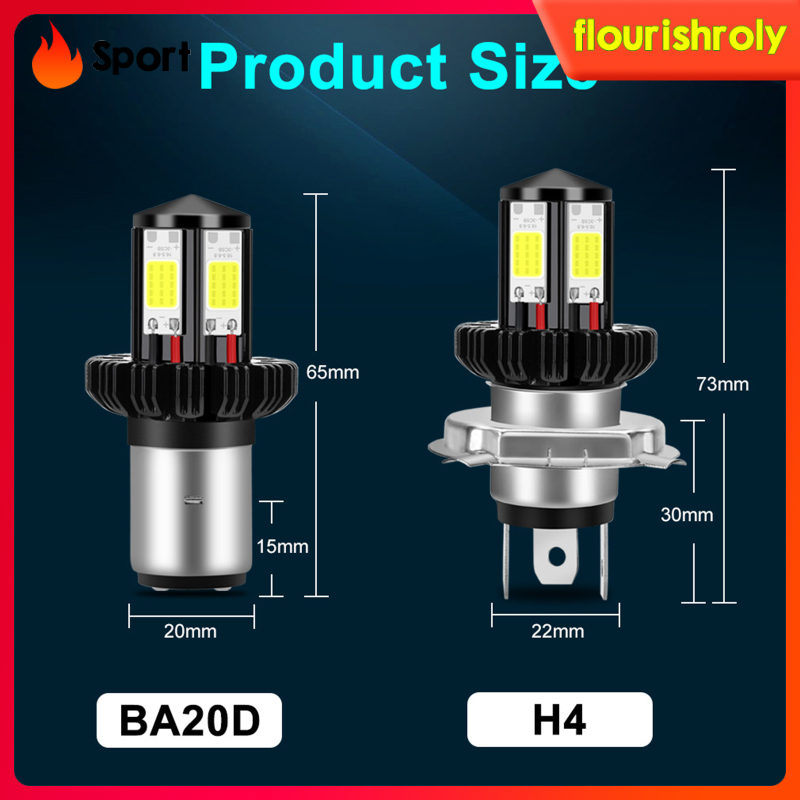 [RolySport]Motorbike Motorcycle Headlight Bulbs LED Hi Lo beam 6000K White H4