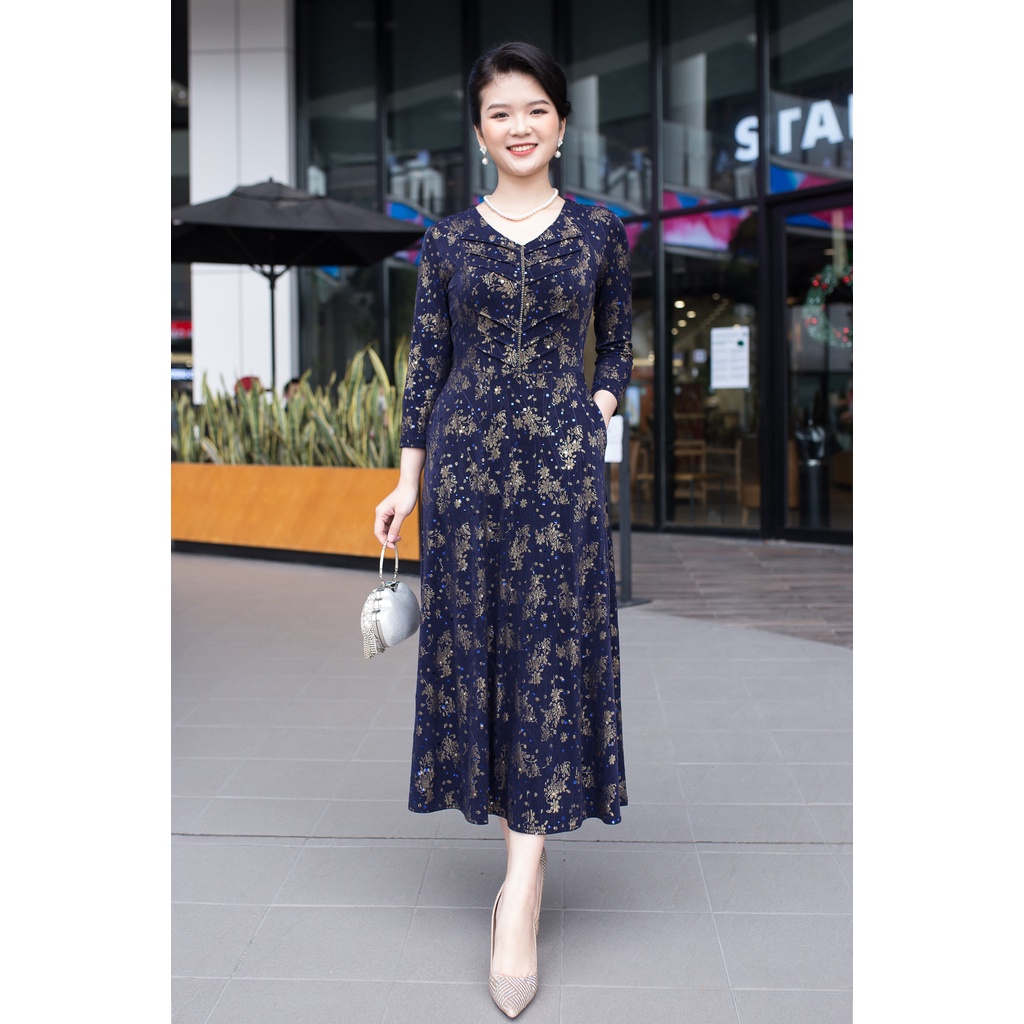 Váy Đầm trung niên Ladyshop thời trang nữ thiết kế dáng xoè cao cấp TK705 | BigBuy360 - bigbuy360.vn