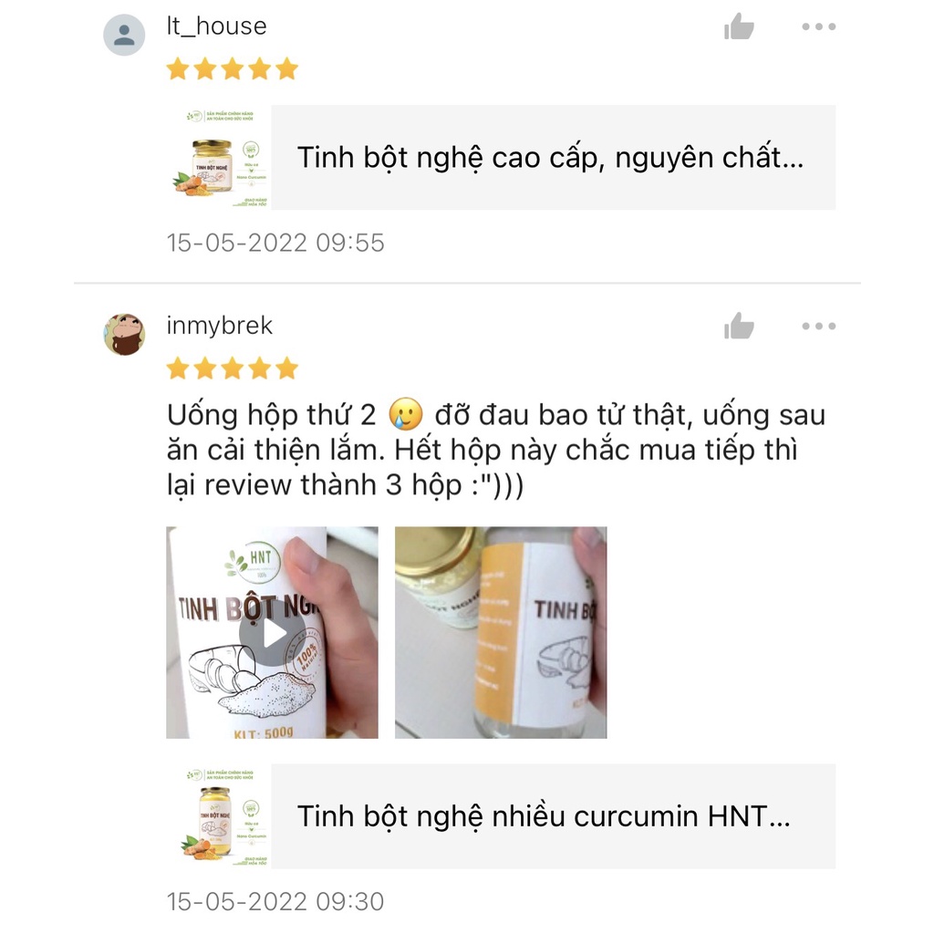 Tinh bột nghệ cao cấp HNT NATURAL PRODUCT TBN30G