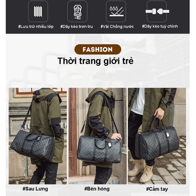 Túi du lịch, túi xách đeo chéo lv nam nữ cỡ lớn đa năng da pu cao cấp RIKY thời trang thể thao ulzzang