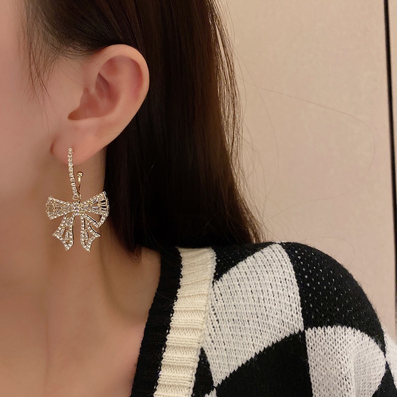 Bông Tai Đính Nơ Thiết Kế Phong Cách Âu Mỹ 2022 Sang Trọng Dành Cho Nữ