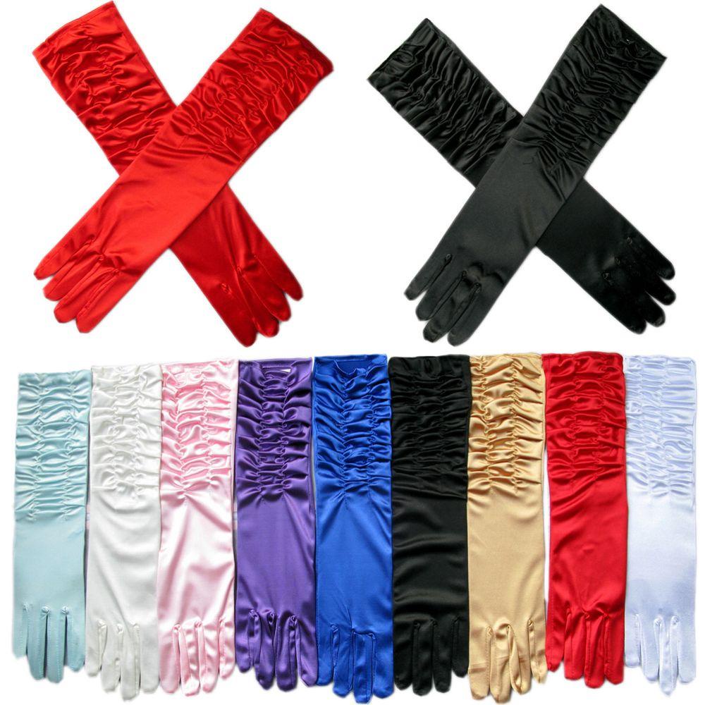 Găng Tay Satin Lấp Lánh Phụ Kiện Thời Trang Dự Tiệc Cho Nữ