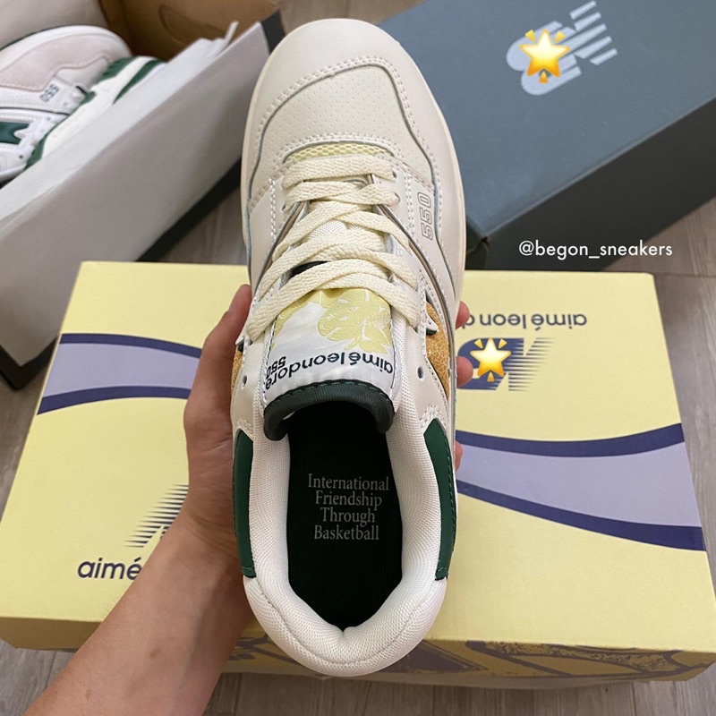 Giày Sneaker Nam Nữ N.B550 Yellow Green Full Box, Giày Thể Thao Nam Nữ Newbalanc.e550 Vàng Xanh.