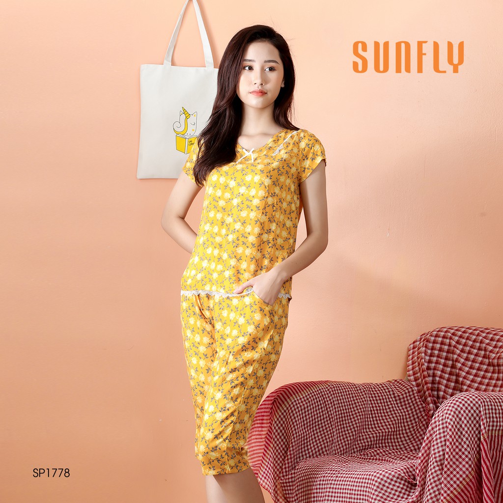 [Mã WABRWA8 giảm 15% đơn 99k] Bộ đồ lanh mặc nhà SUNFLY xuân hè SP1778