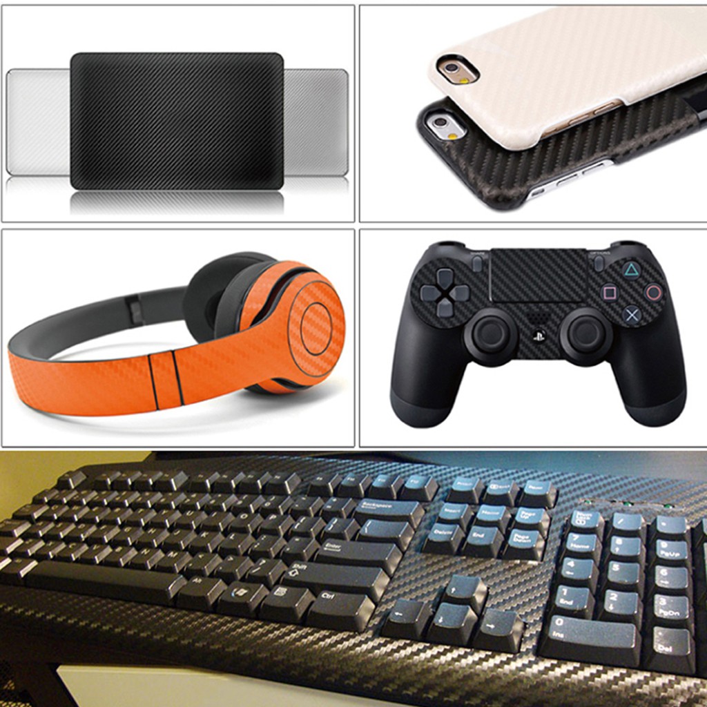 Miếng Dán Đề Can Vinyl Họa Tiết Sợi Carbon 3D Màu Đen Nhám 30x127cm Cho Xe Hơi Xe Máy