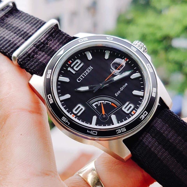 Đồng hồ nam CITIZEN PRT Black Dial Striped Nylon Men's Watch AW7030-06E 42MM