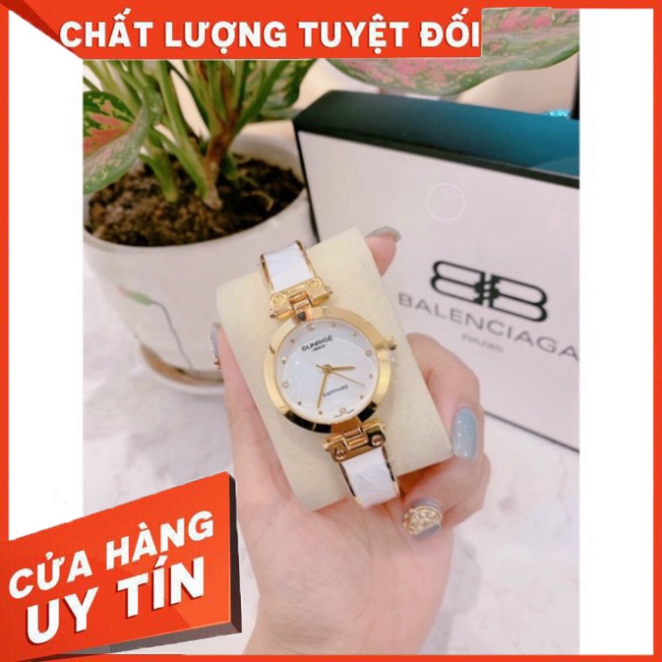 Đồng hồ thời trang nữ Sunrise đeo tay dây thép không gỉ mặt tròn dây lắc kính chống nước chống xước - Hàng nhập khẩu