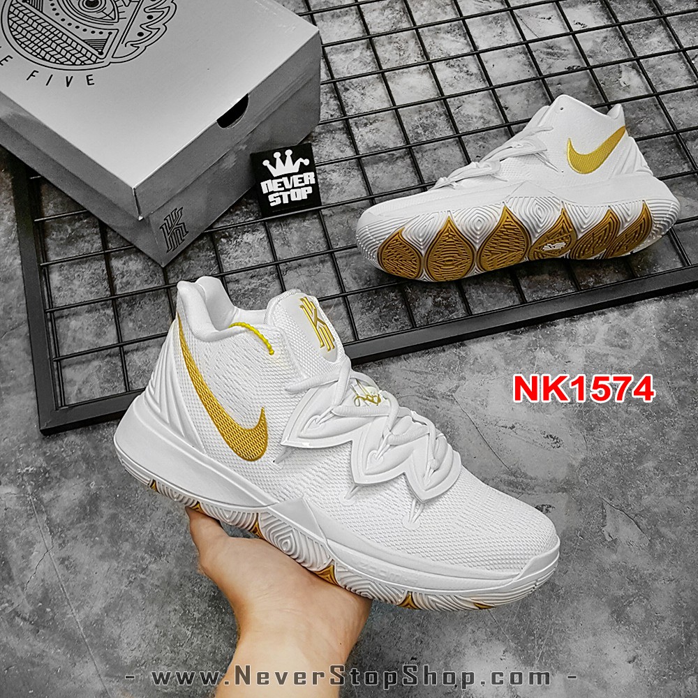 [FREE SHIP + TẶNG VỚ] Giày bóng rổ NIKE KYRIE 5 WHITE GOLD hàng đẹp giá rẻ tốt, chất lượng cao| NeverStopShop.com