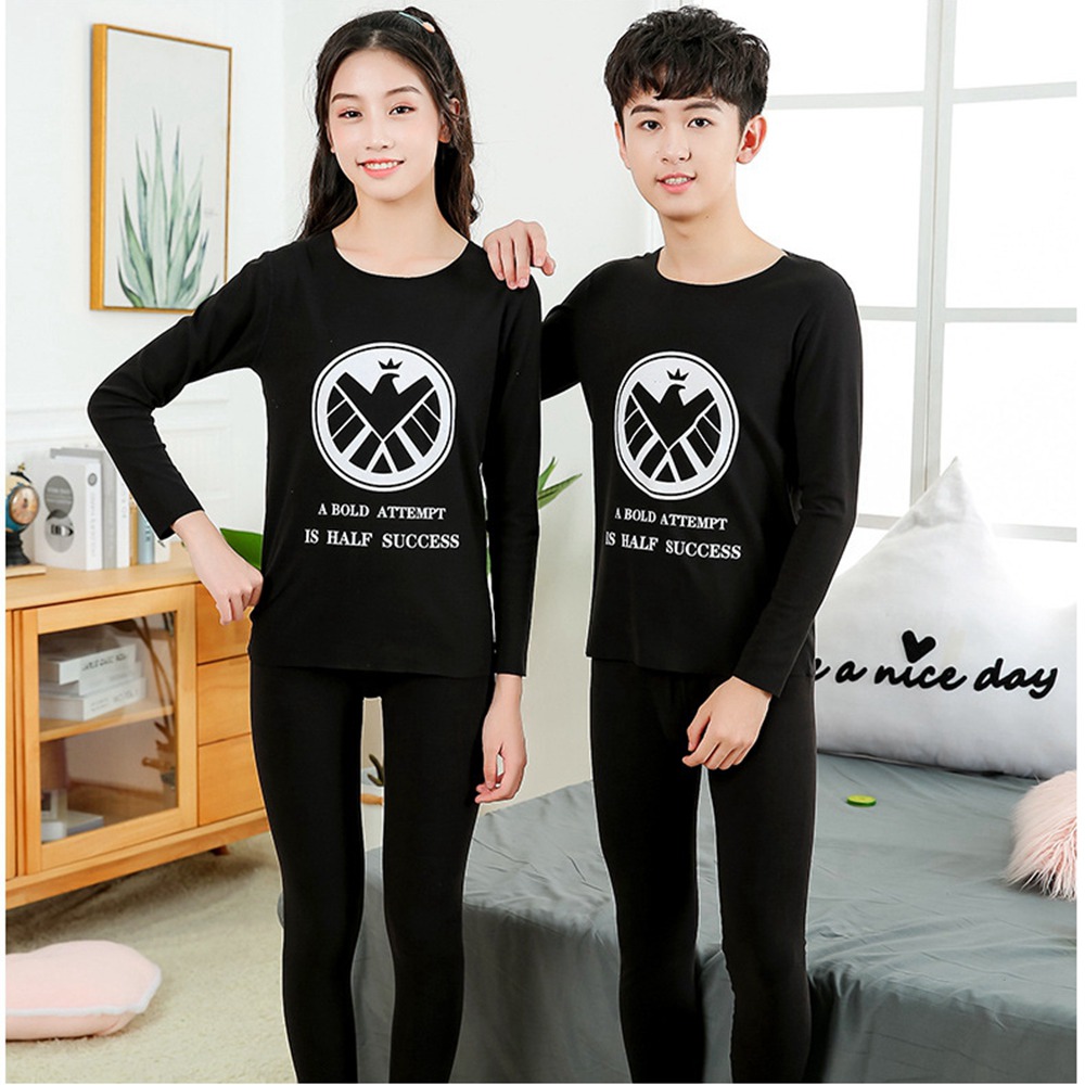 Korean Fashion Teens Sleepwear 8-18 Years Young Boys Pajamas 100% Cotton Set Sleepwear for Boys Girls Love Couple