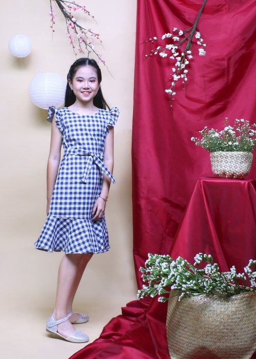 Đầm xoe thời trang Jadiny cho bé gái họa tiết caro