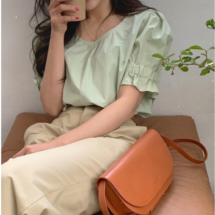 SUXI Áo Sơ Mi Nữ Tay Ngắn Màu Trơn Phong Cách Hàn Quốc