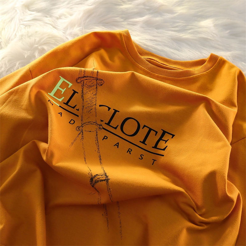 ZHELIHANGFEI Áo Thun Tay Dài Dáng Ôm In Chữ Thời Trang