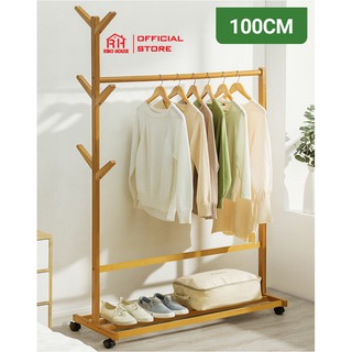 Kệ giá treo đồ tủ quần áo túi xách áo khoác hình cây RIBO HOUSE cho trẻ em và người lớn có khóa lắp ráp RIBO75