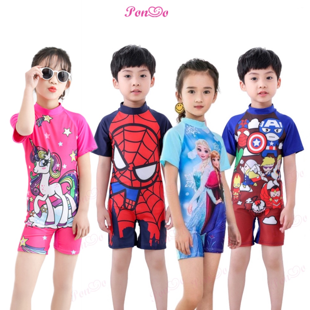 Bộ Đồ Bơi Một Mảnh In Họa Tiết Hoạt Hình Siêu Anh Hùng Cho Bé Trai Gái 3-12 Tuổi