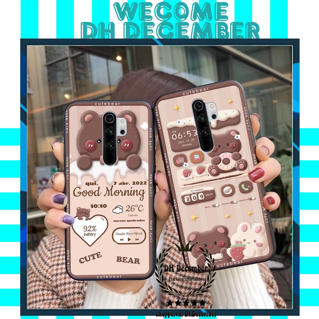 Ốp lưng Xiaomi REDMI NOTE 8 PRO in hình 3D GẤU HỒNG-GẤU BE3R -XINH XẺO CỰC ĐẸP