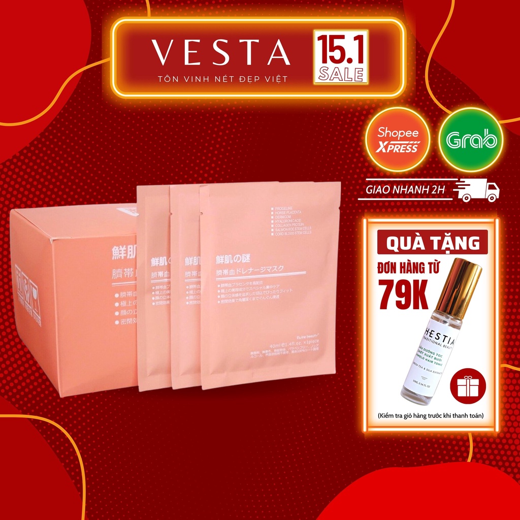 Mặt Nạ Nhau Thai Cừu Nhật Bản Hộp 50 Miếng - Mask Giấy Rwine Dưỡng Da Dưỡng Ẩm 40ml