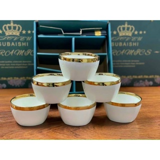 Set 6 bát sứ viền vàng kèm đũa