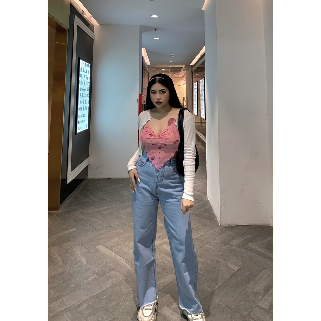 (Quần BigSize 30-35) Quần Ống Suông Tua Lai Xanh Nhạt, Không Co Giãn | BigBuy360 - bigbuy360.vn