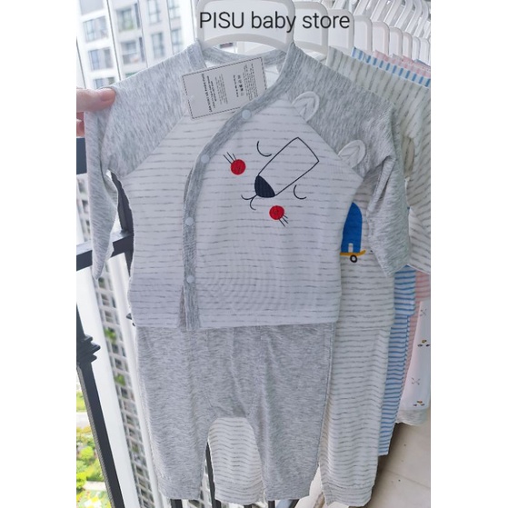 Moon -  Bộ cài chéo dài tay sơ sinh Moon petit cho bé 3-7kg